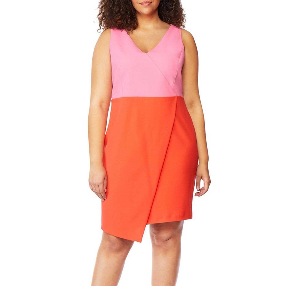 Rebel Wilson V neck colorblock dress